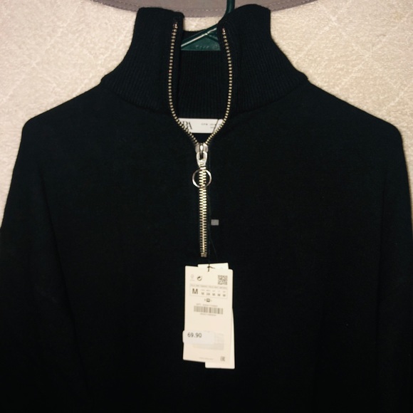 NWT ZARA AW21 BLACK KNIT MAXI SWEATER DRESS WITH ZIPPER - Picture 8 of 8